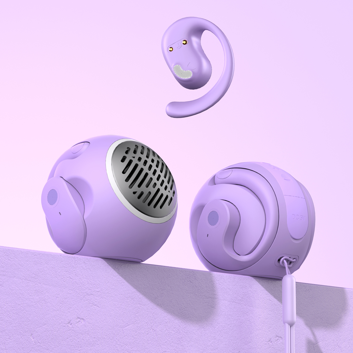OEM 1PC Speaker and Headphone 2 in 1 Ball Shape Ear-hook Wireless Earphones (2)